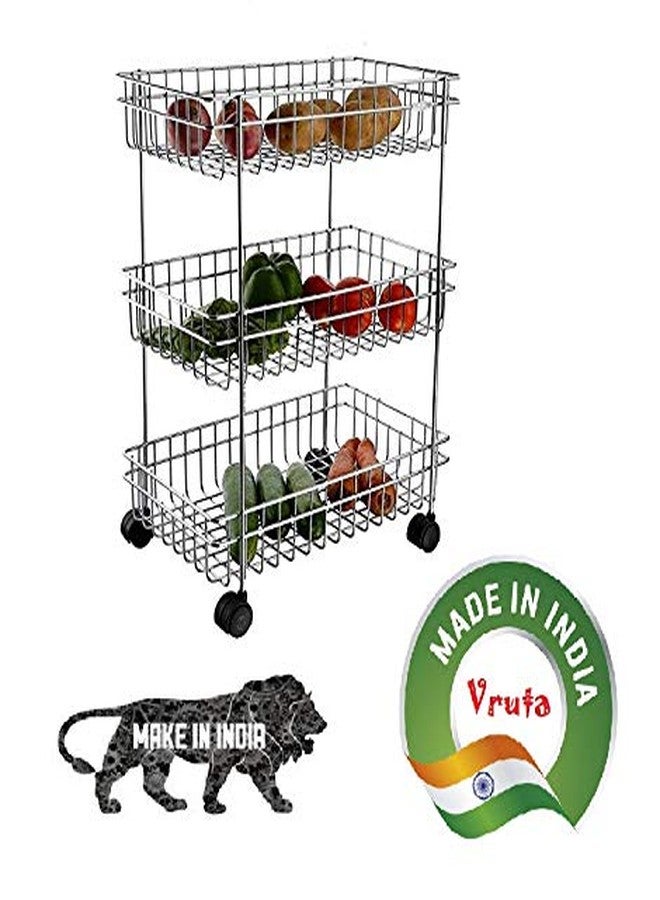Vruta® Portable Fruit and Vegetable Storage Rack & Kitchen Storage Rack, Kitchen Fruit Vegetable Stand Storage Trolley - Image 1