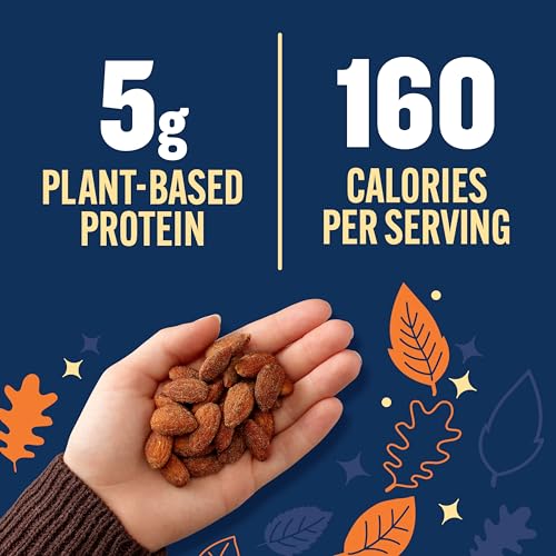 PLANTERS Fall Edition Pumpkin Spice Almonds, Pumpkin Spice Snacks, Cooking & Baking Nuts & Seeds, Flavored Almonds, Seasonal Nuts, Fall Party Snacks, Plant-Based Protein, 15.25 oz Canister - Image 3