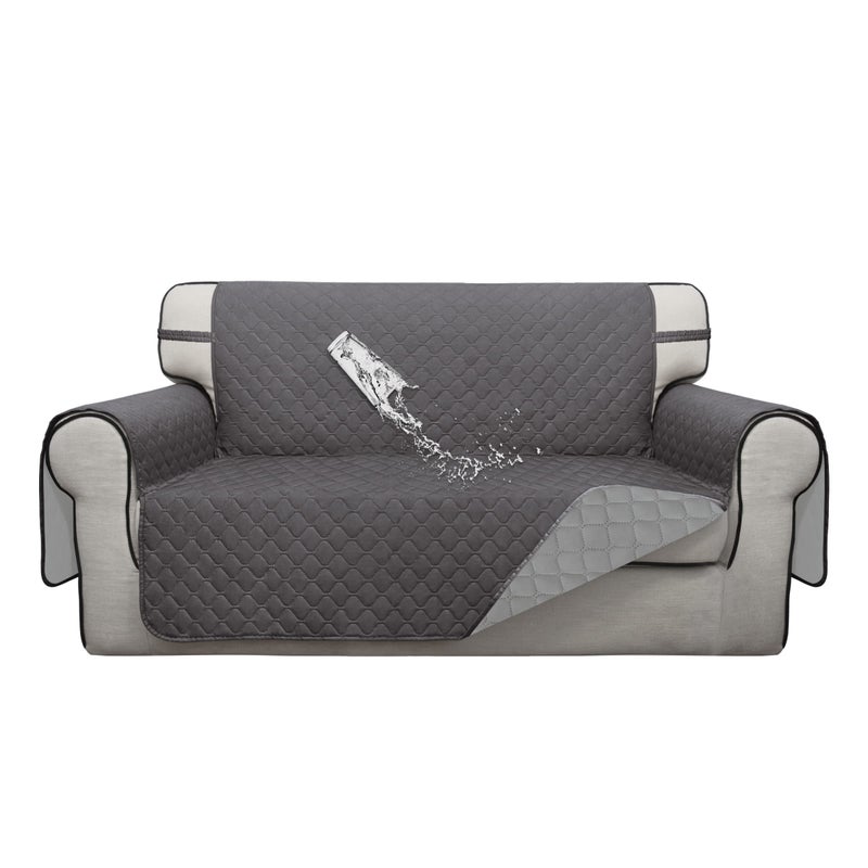 ISSUNTEX Double Protection 100 Waterproof Loveseat Sofa Covers for Living Room Couch Covers for 2 Cushion Couch Sofa Reversible Furniture Protector Sofa Cover for Dogs Loveseat GrayLight Gray