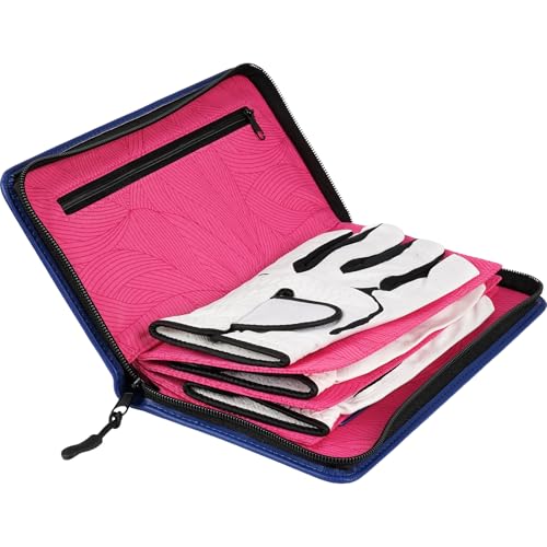 2thpart Golf Gloves Holder Case, Zipper Premium Glove Caddie, Organizer for Golf Gloves Synthetic Leather Blue - Image 1