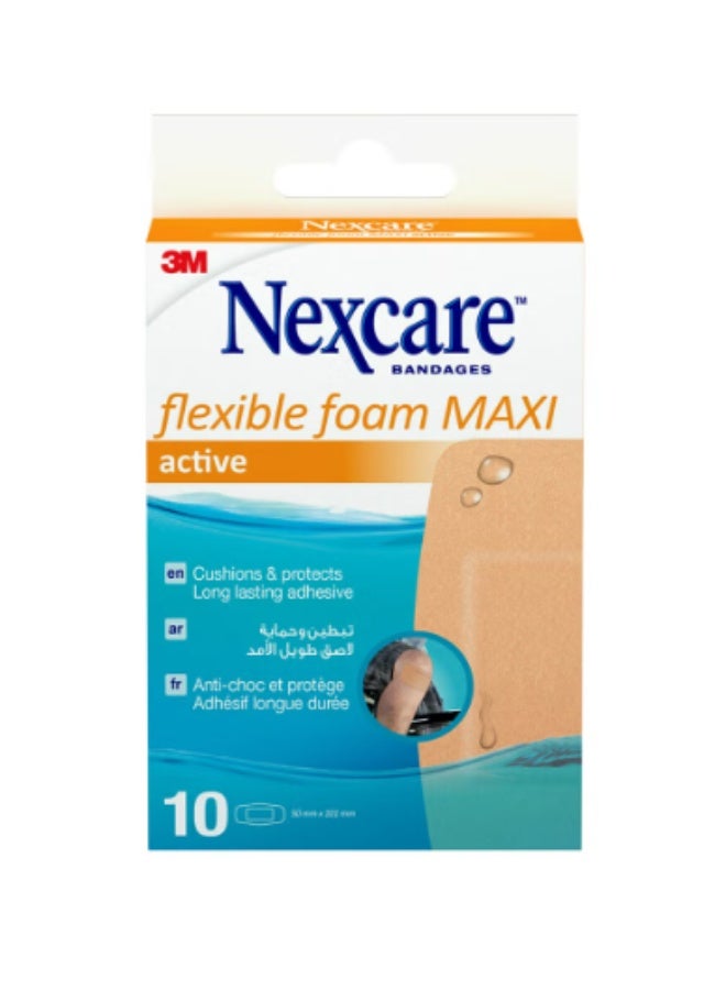 3M Nexcare flexible foam maxi active 10 bandages - Image 1