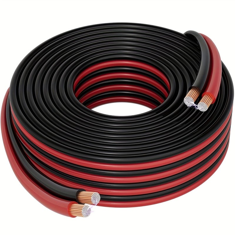 2 موصلين 18 قياس سلك كهربائي أحمر أسود 200 قدم جهد منخفض PVC ألومنيوم مطلي بالنحاس كابل تمديد لأشرطة LED ومكبرات الصوت في السيارات والأجهزة المنزلية ومعدات الصوت والمشاريع - Image 1