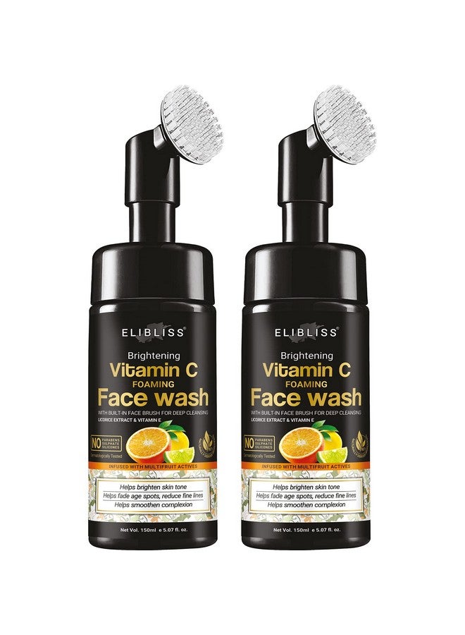 ELIBLISS Natural Vitamin C Foaming For Pimple Prone & Oily Skin - No Parabens, Sulphate, Silicones (with Built-in Brush) Pack Of 2 Face Wash - Image 1