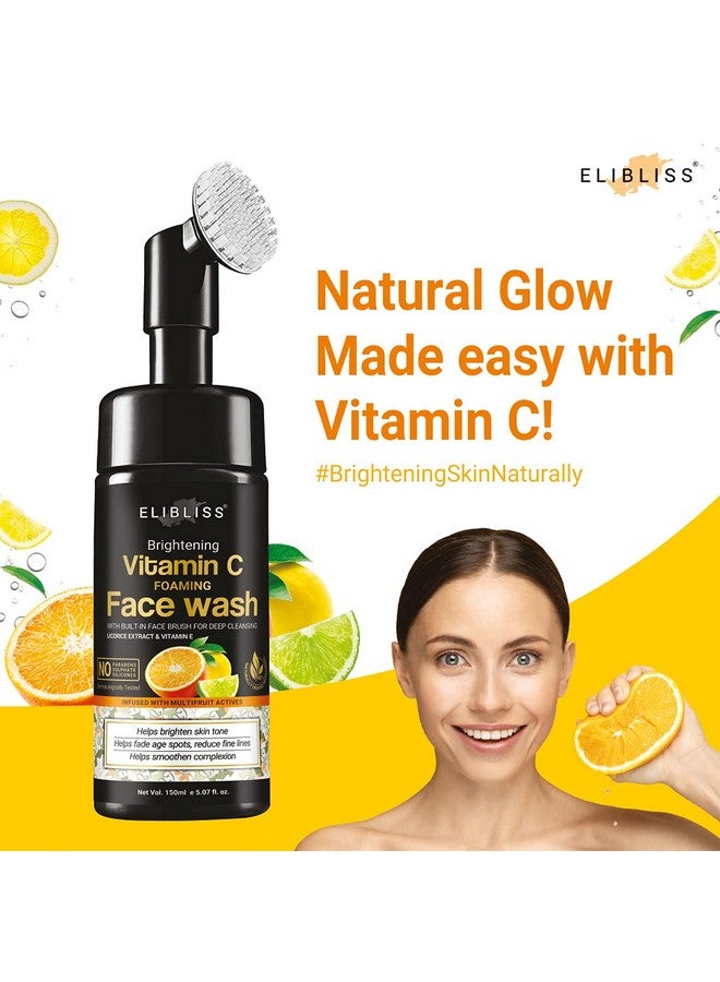 ELIBLISS Natural Vitamin C Foaming For Pimple Prone & Oily Skin - No Parabens, Sulphate, Silicones (with Built-in Brush) Pack Of 2 Face Wash - Image 2
