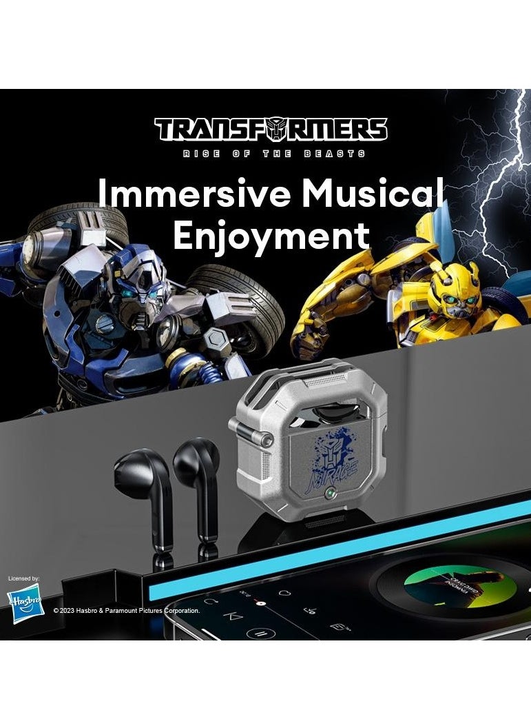 TRANSFORMERS - Transformers TF-T12 TWS Wireless Headphones Bluetooth 5.3 Phantom Silver Game Sports - Image 1