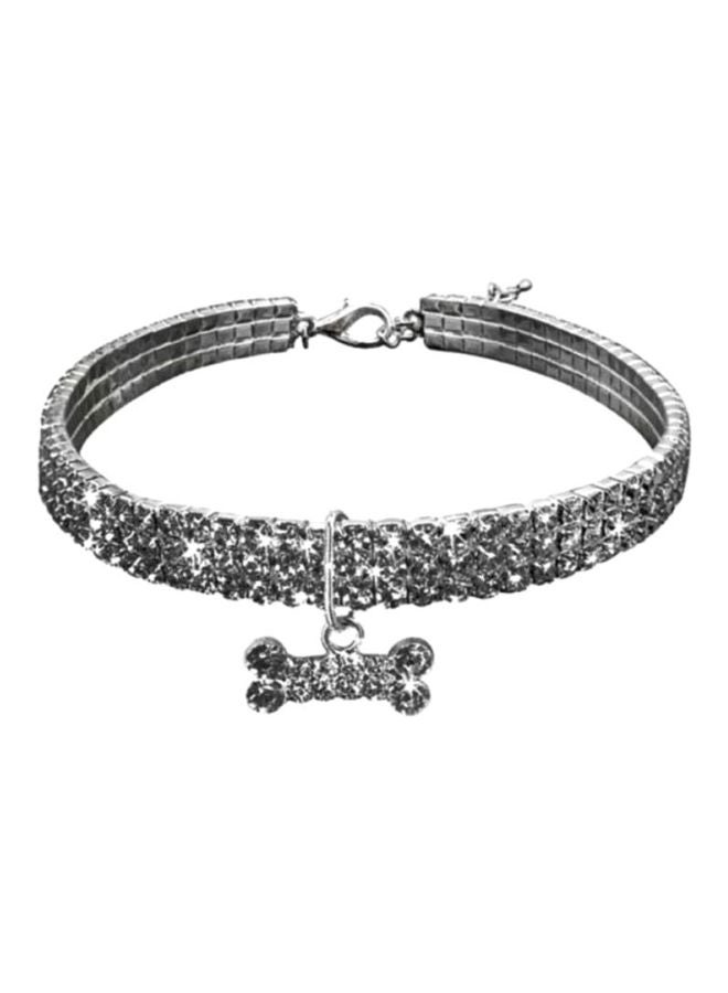 Cool Baby Rhinestone Studded Collar Necklace Silver 25cm - Image 1
