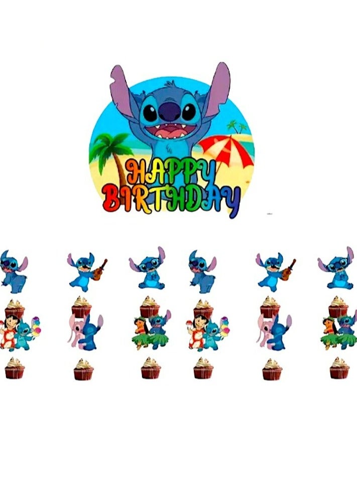 Tamona Lilo & Stitch Party Cake Decoration, Stitch Cake & Cupcake Toppers for Boys & Girls, Decoration Toppers - Image 1