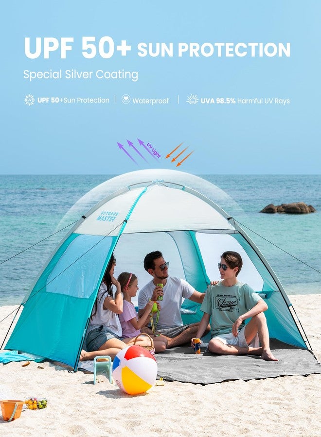 اوت دور ماستر خيمة شاطئ OutdoorMaster تتسع لـ 3/4 أشخاص - مظلة شمسية سهلة التركيب، مظلة شاطئ محمولة مع حماية من الأشعة فوق البنفسجية بدرجة 50+، فتحة سقف قابلة للإزالة، حجم عائلي - 4 أشخاص، لون أخضر زيتوني - Image 3