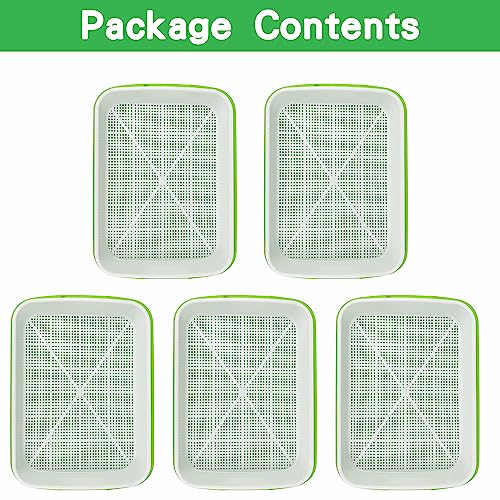SDLDEER Seed Sprouting Tray, 5 Packs Microgreens Growing Trays Big Capacity Sprouts Growing Kit Soil-Free Sprouter Tray for Sprouting Seeds, Beans, Wheatgrass - Image 5