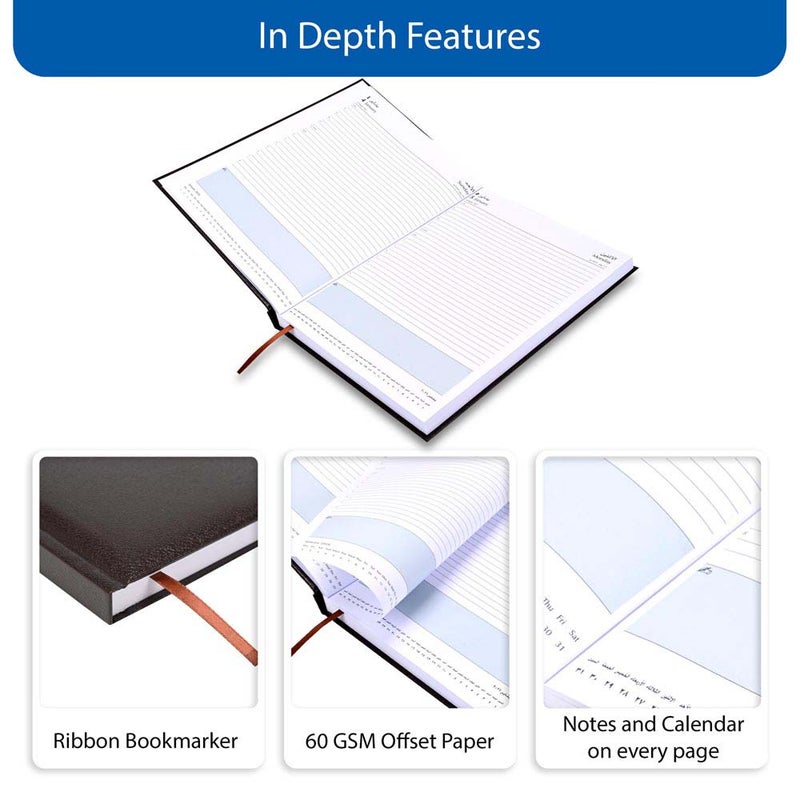 FIS 2026 A4 Diary, 210x297mm Size, 1 Side Padded Vinyl Cover, 1 Day a Page Format, Arabic/English, 60gsm White Paper, Chocolate Cover-FSDI42AEN26CH - Image 5