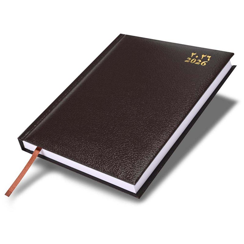 FIS 2026 A4 Diary, 210x297mm Size, 1 Side Padded Vinyl Cover, 1 Day a Page Format, Arabic/English, 60gsm White Paper, Chocolate Cover-FSDI42AEN26CH - Image 1