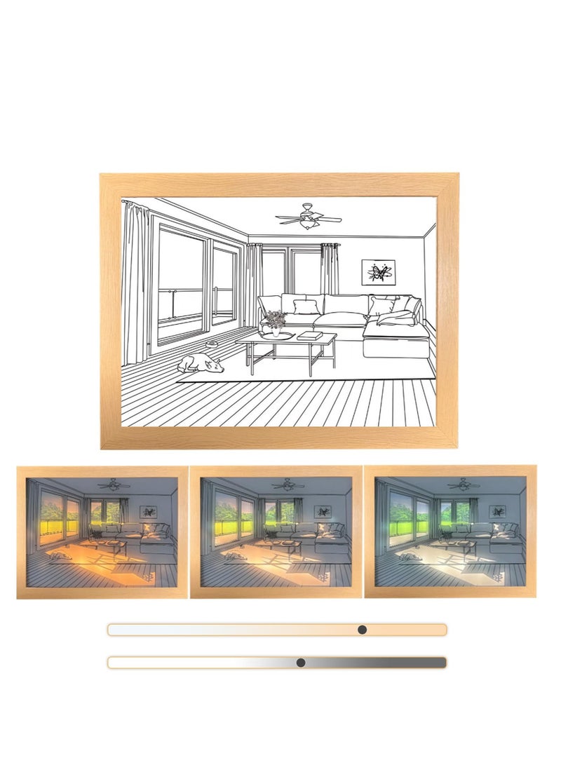 Excefore Lighting Painting Decoration 3 Colors led Lights Painting Wall Decor  LED Illuminated Painting Glowing Photo USB Acrylic Light Painting For Living Room Wall Art Decoration 9.3x7.3 inch Dog - Image 1