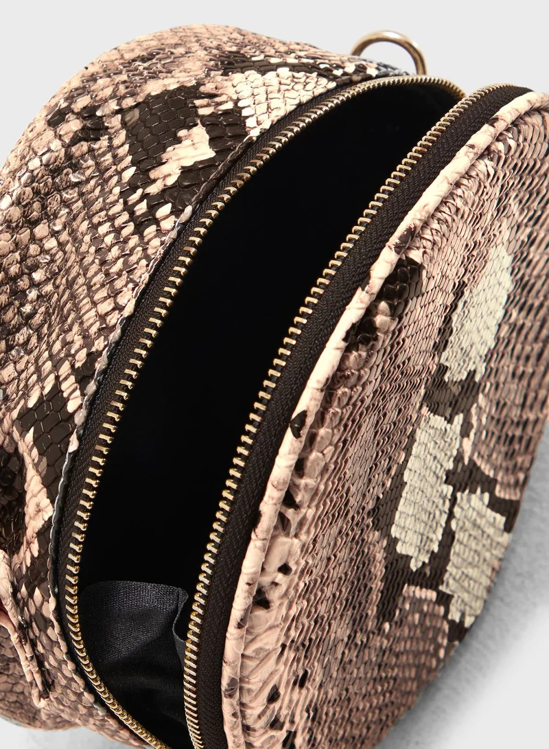 trendyol Snake Patterned Round Crossbody