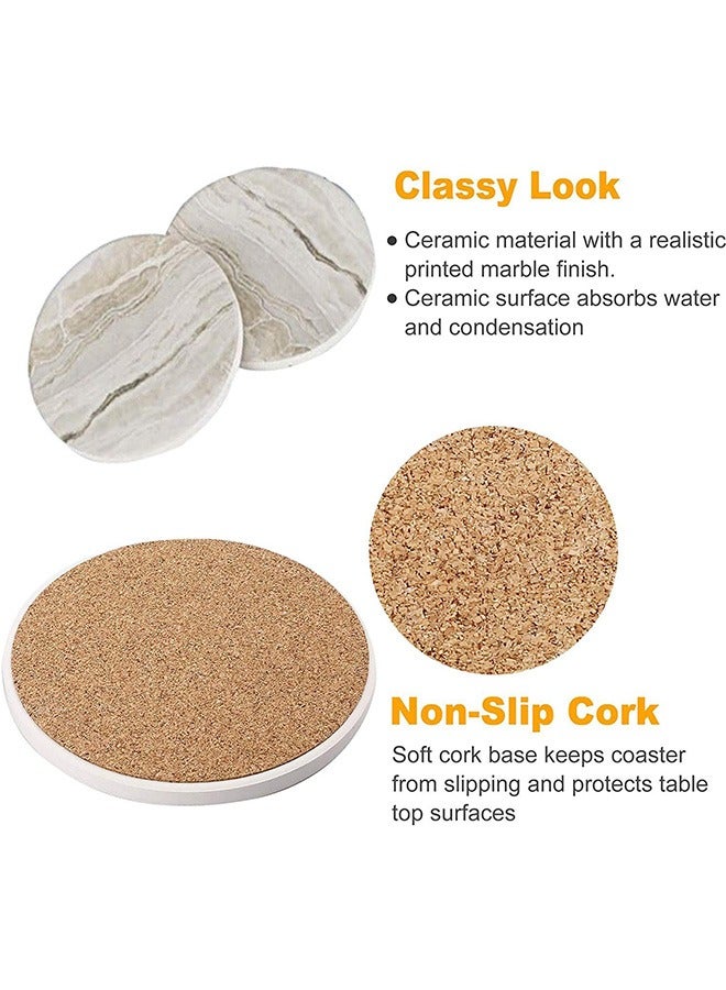LENND Drink Coasters with Holder, Absorbent Coaster Sets of 6, Marble Style Ceramic Drink Coaster for Tabletop Protection,Suitable for Kinds of Cups, Wooden Table  - Image 5