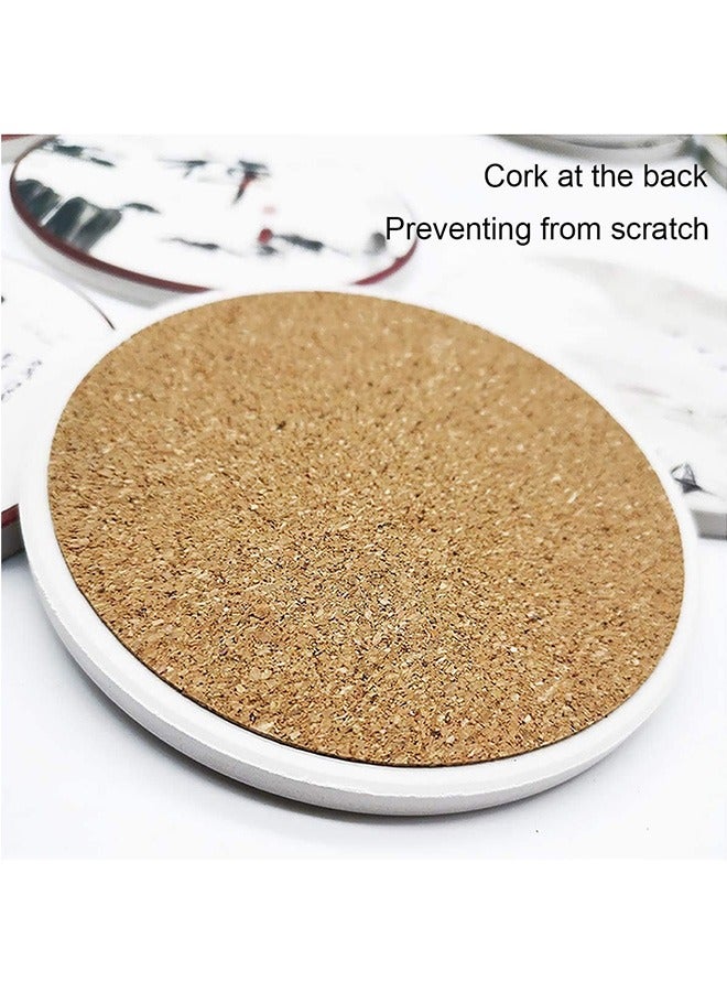 LENND Drink Coasters with Holder, Absorbent Coaster Sets of 6, Marble Style Ceramic Drink Coaster for Tabletop Protection,Suitable for Kinds of Cups, Wooden Table  - Image 3