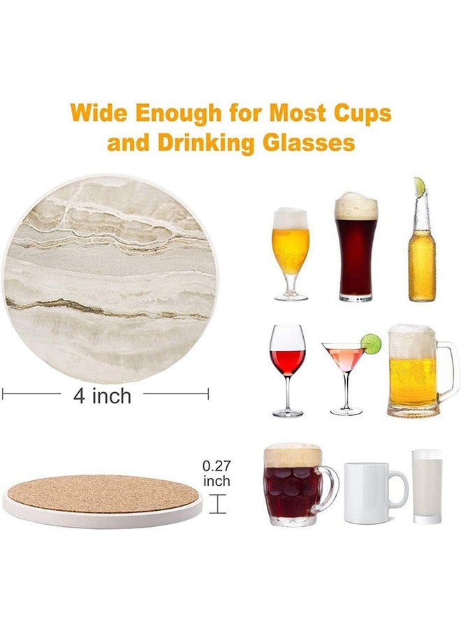 LENND Drink Coasters with Holder, Absorbent Coaster Sets of 6, Marble Style Ceramic Drink Coaster for Tabletop Protection,Suitable for Kinds of Cups, Wooden Table  - Image 2