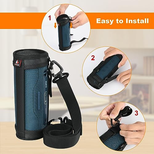 TXEsign 1 Pack Travel Carrying Strap Case Cover Compatible with JBL Flip 6 Portable Speaker Two Sides Mesh Covers Protective Cover Case with Shoulder Strap for JBL Flip 6 - Image 4