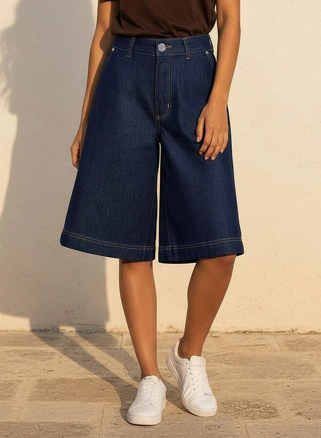 سبلاش فيڤ Mid Rise Denim Cotton Culotte Shorts