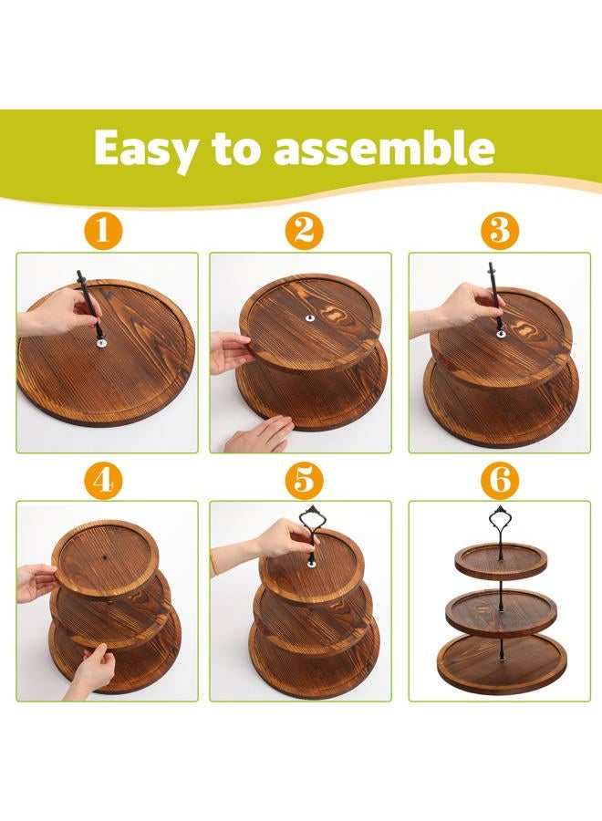 RattanView طقم عرض حلويات خشبي مكون من 7 قطع مع حاملات كعك ثلاثية الطبقات - Image 4