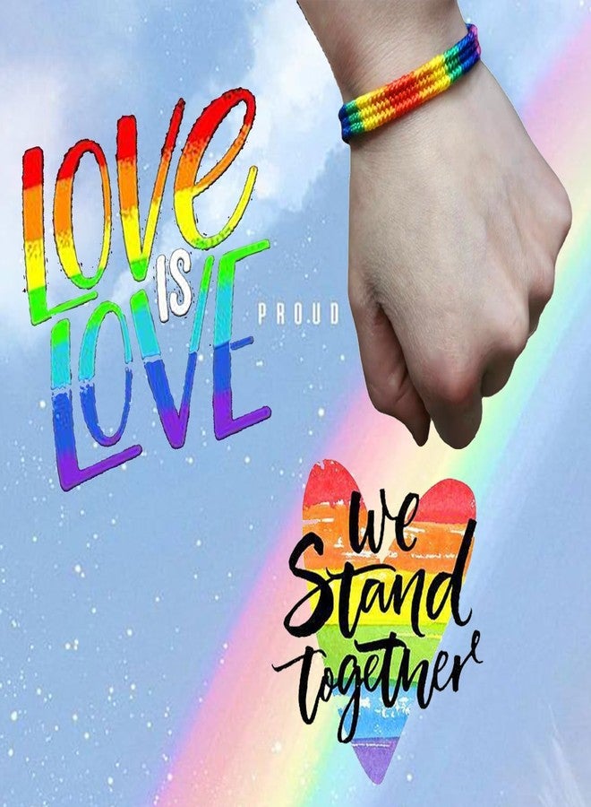 سكاي فن أساور قوس قزح من سكاي فن، أساور فخر مجتمع الميم، مصنوعة يدويًا، أساور صداقة وفخر مجتمع الميم للنساء والرجال، أساور معصم مضفرة قابلة للتعديل، عبوة من قطعتين، لون أسود - Image 4