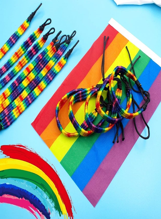 سكاي فن أساور قوس قزح من سكاي فن، أساور فخر مجتمع الميم، مصنوعة يدويًا، أساور صداقة وفخر مجتمع الميم للنساء والرجال، أساور معصم مضفرة قابلة للتعديل، عبوة من قطعتين، لون أسود - Image 3