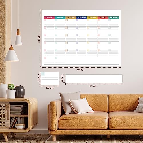 Shoparr Large Dry Erase Calendar for Wall - Undated Dry Erase Calendar, Erasable Laminated Calendars for Wall with 8 Round Stickers, 40" x 28", Monthly Calendars for Office, Home, Classroom - Colorful - Image 2