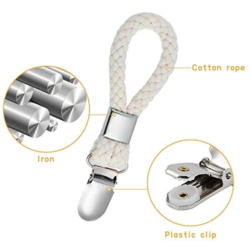 Elesunory 8PCS Hanging Tea Towels Clip, Metal towel hanger with Loop Cotton, Hand Towel Hook for Home Kitchen Bathroom Hanging Towels - Image 4