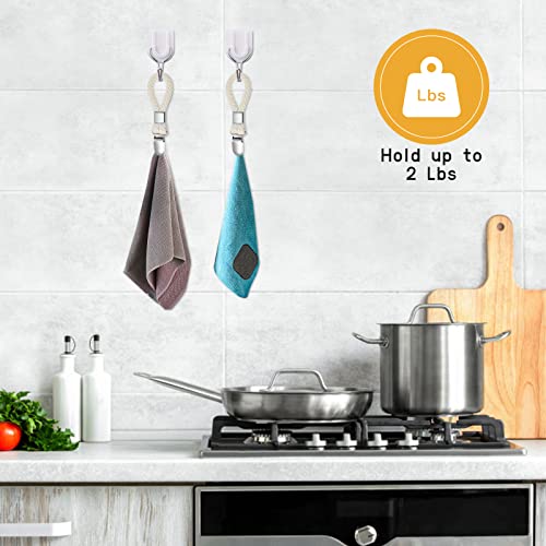 Elesunory 8PCS Hanging Tea Towels Clip, Metal towel hanger with Loop Cotton, Hand Towel Hook for Home Kitchen Bathroom Hanging Towels - Image 2