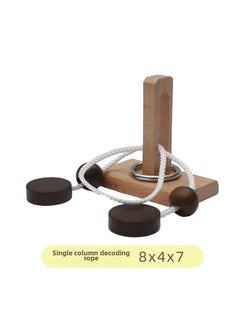 Wooden Topology Unleash Rope Toy Column Unleash Rope Series Unleash Unlock Toy Fun Kongming Lock Luban Lock-Color:Single Column Decoding Rope