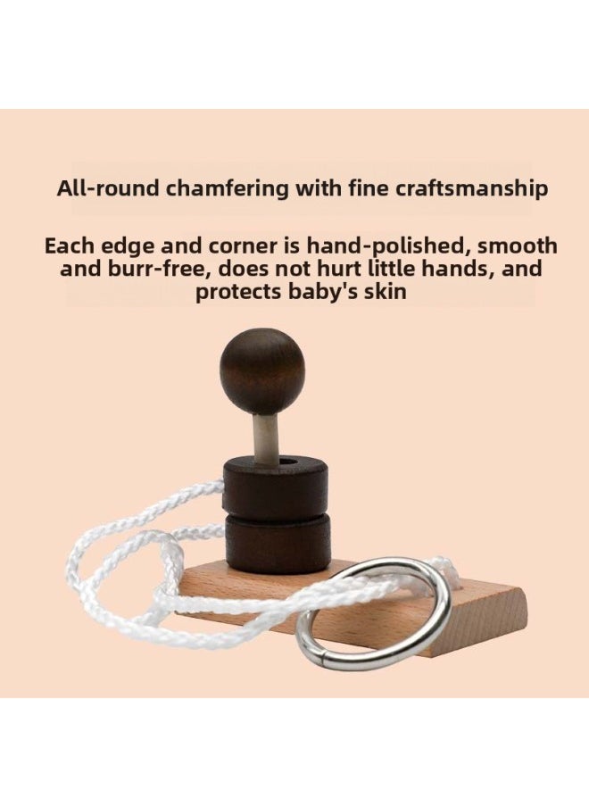 Generic - Wooden Topology Unleash Rope Toy Column Unleash Rope Series Unleash Unlock Toy Fun Kongming Lock Luban Lock-Color:Single Column Decoding Rope - Image 1