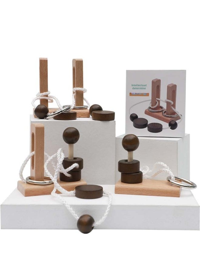 Generic - Wooden Topology Unleash Rope Toy Column Unleash Rope Series Unleash Unlock Toy Fun Kongming Lock Luban Lock-Color:Single Column Decoding Rope - Image 1