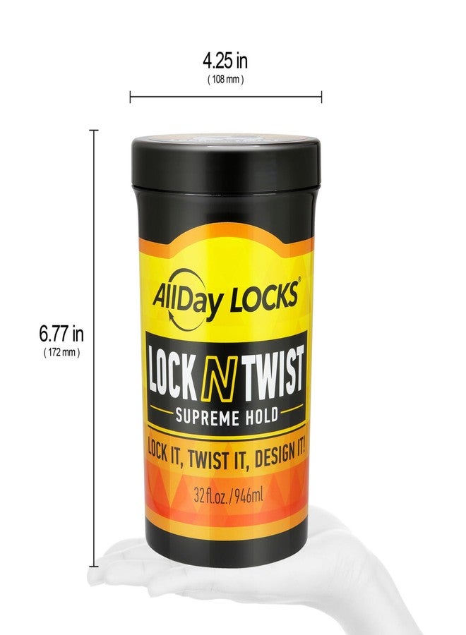 اوّل داي لوكس جل تثبيت قوي للغاية من AllDay Locks Lock N Twist - تحكم فائق في تصفيف الشعر، مناسب للشعر المجعد، والضفائر الصغيرة، واللفائف، وإعادة اللف، يوفر تحكمًا مثاليًا في حواف الشعر، جل قوي للشعر للنساء والرجال - عبوة 32 أونصة - Image 3