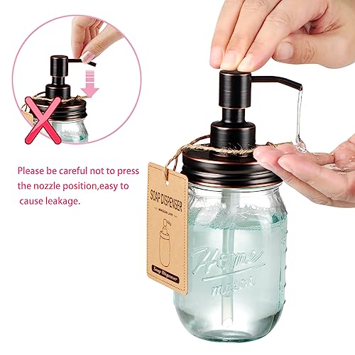 Amolliar Mason Jar Bathroom Accessories Set 4 Pcs -Lotion Soap Dispenser & 2 Qtip Holders & Toothbrush Holder - Rustic Farmhouse Decor, Bathroom Home Decor, Perfect Decorating Idea (Oil Rubbed Bronze) - Image 2