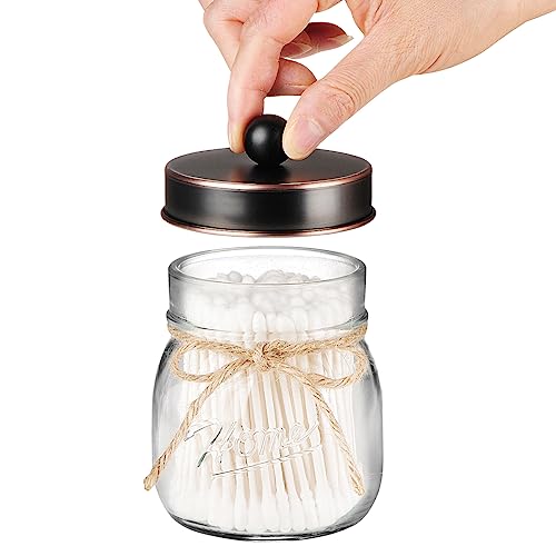 Amolliar Mason Jar Bathroom Accessories Set 4 Pcs -Lotion Soap Dispenser & 2 Qtip Holders & Toothbrush Holder - Rustic Farmhouse Decor, Bathroom Home Decor, Perfect Decorating Idea (Oil Rubbed Bronze) - Image 3
