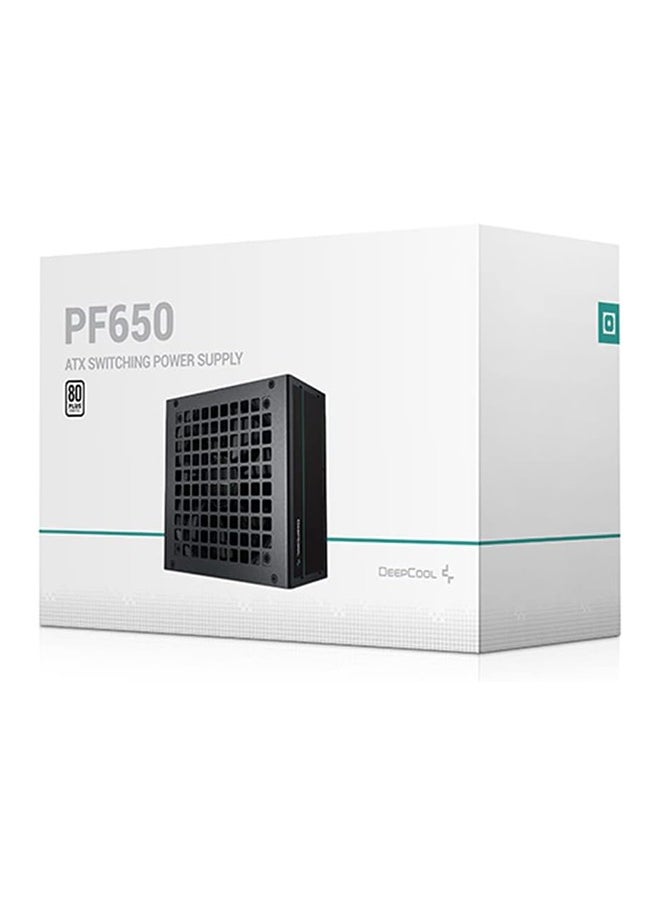 DEEPCOOL مزود الطاقة القياسي Deepcool PF650D 80 Plus، 650 واط، مقاس مروحة 120 مم، محمل هايبرو، معامل معامل القدرة النشط + أنبوب مزدوج للأمام، مكثف تايواني، حماية OPP/OVP/SCP، أسود  - Image 1