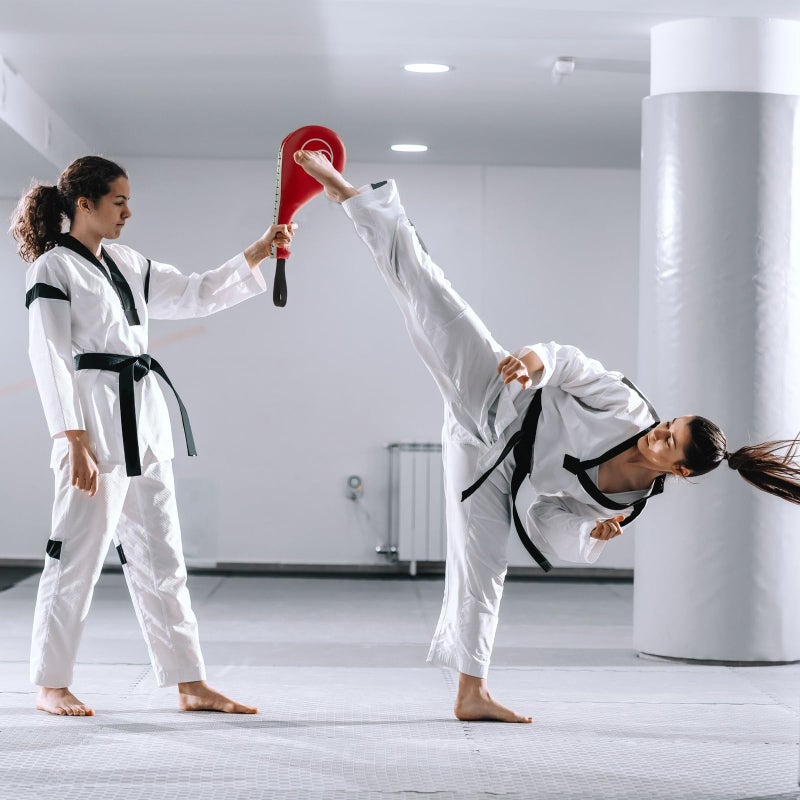 Juvale Taekwondo Kick Pads, Martial Arts Training Equipment, Kickboxing Striking Target Pads, TKD Sparring Gear (Red, 15 x 2.5 x 7.5 Inch) - 2 Pack - Image 3