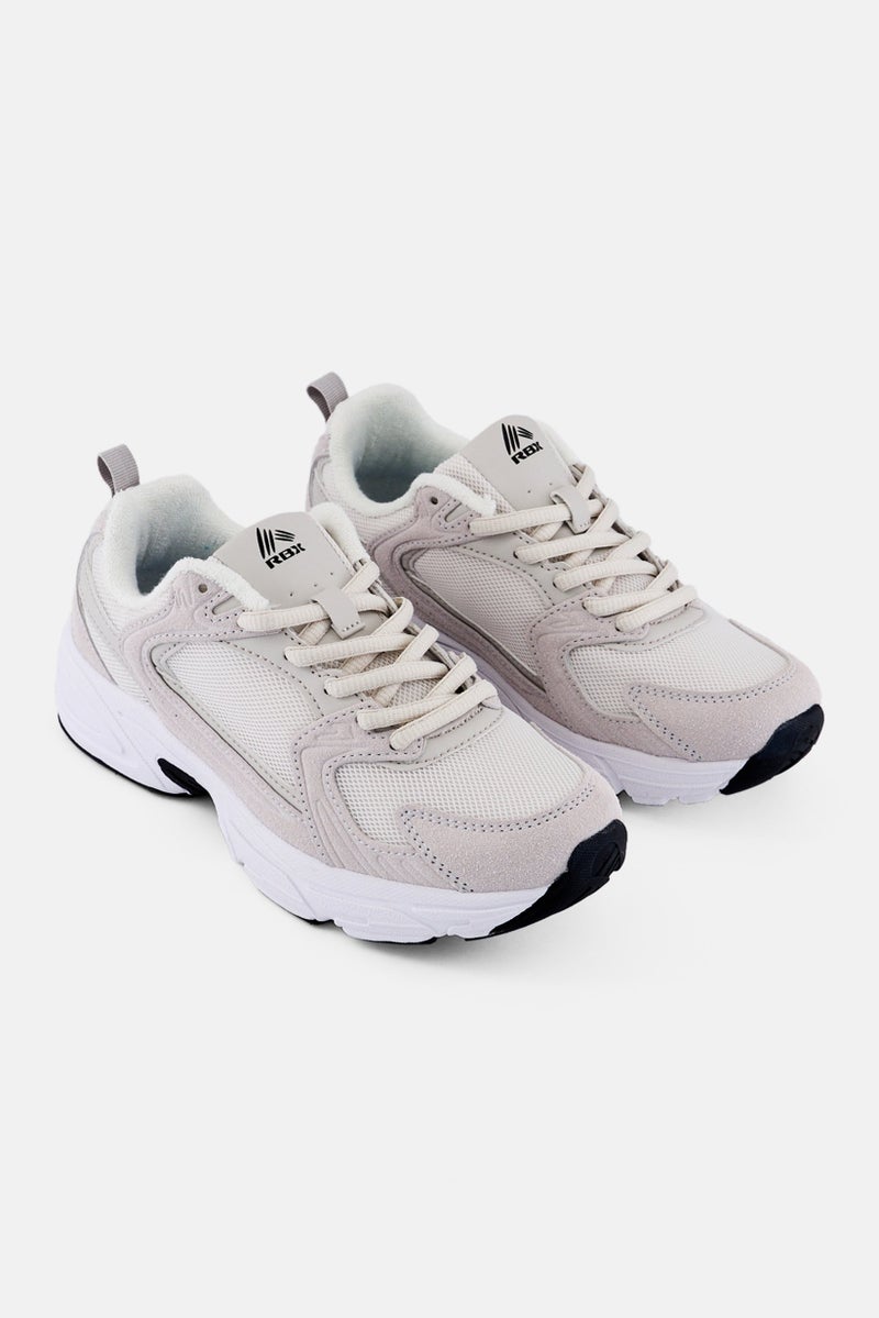 RBX Women Brand Logo Lace Up Outdoor Shoes, Light Grey - Image 1