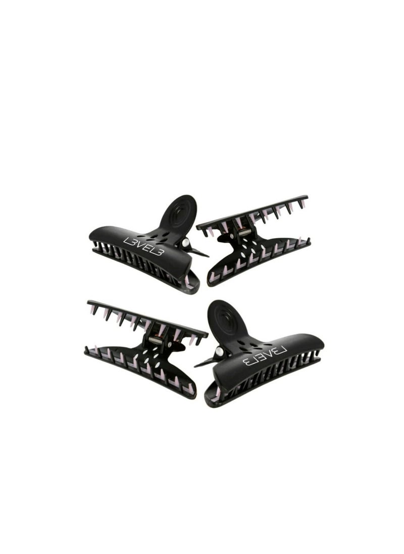 L3 - Level 3 Butterfly Clips  Hair Clamps for Hair Cutting Styling and Makeup  Barber and Salon Sectioning Clip for Women  4 Pack Black - Image 1