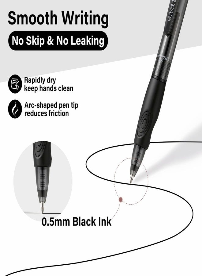 EUSOAR Erasable Pens Black, 12 Pack Eraser Pen Fine Point (0.5mm) Smooth Writing, Retractable Gel Ink Pens Make Mistakes Disappear for Note Taking Planner Sketching Crossword Puzzles - Image 4