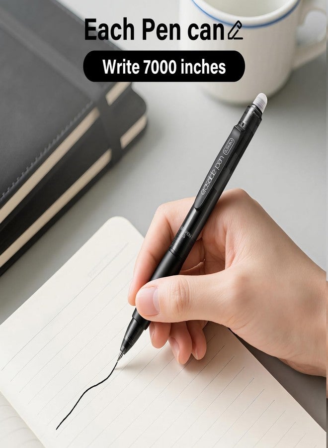 EUSOAR Erasable Pens Black, 12 Pack Eraser Pen Fine Point (0.5mm) Smooth Writing, Retractable Gel Ink Pens Make Mistakes Disappear for Note Taking Planner Sketching Crossword Puzzles - Image 3