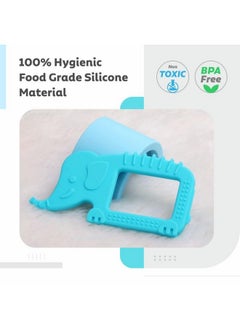 أر فور رابيت مجموعة من 3 قطع من عضاضات الأطفال المصنوعة من السيليكون اللطيفة من R for Rabbit Tiny Bites Safari - لعبة عضاضة للأطفال على شكل حصان برتقالي مصنوعة من السيليكون الآمن غذائيًا، خالية من مادة BPA، متعددة الأسطح للتسنين للأطفال من سن 3 أشهر فما فوق (أزرق، برتقالي، وردي)  - Image 2