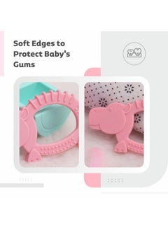 أر فور رابيت مجموعة من 3 قطع من عضاضات الأطفال المصنوعة من السيليكون اللطيفة من R for Rabbit Tiny Bites Safari - لعبة عضاضة للأطفال على شكل حصان برتقالي مصنوعة من السيليكون الآمن غذائيًا، خالية من مادة BPA، متعددة الأسطح للتسنين للأطفال من سن 3 أشهر فما فوق (أزرق، برتقالي، وردي)  - Image 5
