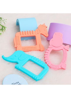 أر فور رابيت مجموعة من 3 قطع من عضاضات الأطفال المصنوعة من السيليكون اللطيفة من R for Rabbit Tiny Bites Safari - لعبة عضاضة للأطفال على شكل حصان برتقالي مصنوعة من السيليكون الآمن غذائيًا، خالية من مادة BPA، متعددة الأسطح للتسنين للأطفال من سن 3 أشهر فما فوق (أزرق، برتقالي، وردي)  - Image 1