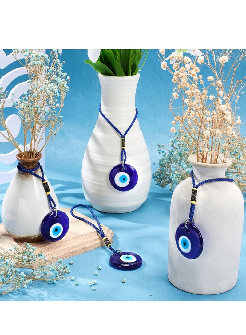 تعليق زجاجي عين الشر تعويذة سيارة زخرفة تركية يونانية تميمة عين الشر زينة السيارة لجلب الحظ السعيد الحماية هدايا زفاف حفلات الأزرق 4 قطع - Image 4