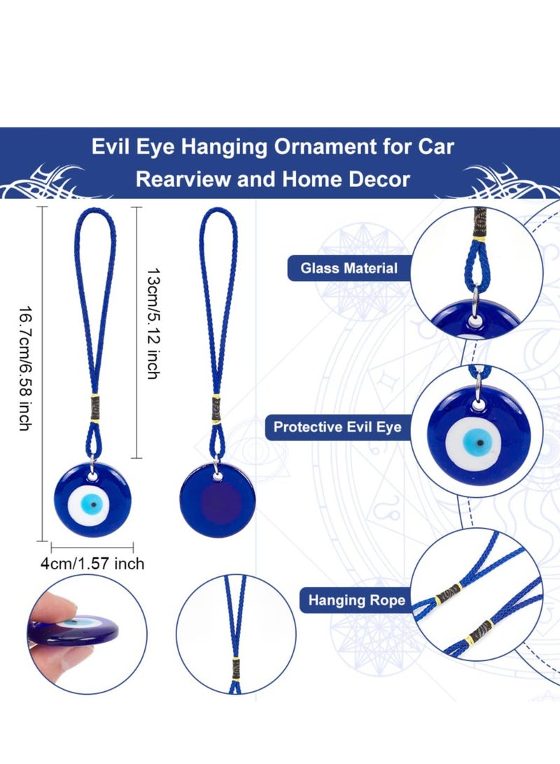 تعليق زجاجي عين الشر تعويذة سيارة زخرفة تركية يونانية تميمة عين الشر زينة السيارة لجلب الحظ السعيد الحماية هدايا زفاف حفلات الأزرق 4 قطع - Image 5