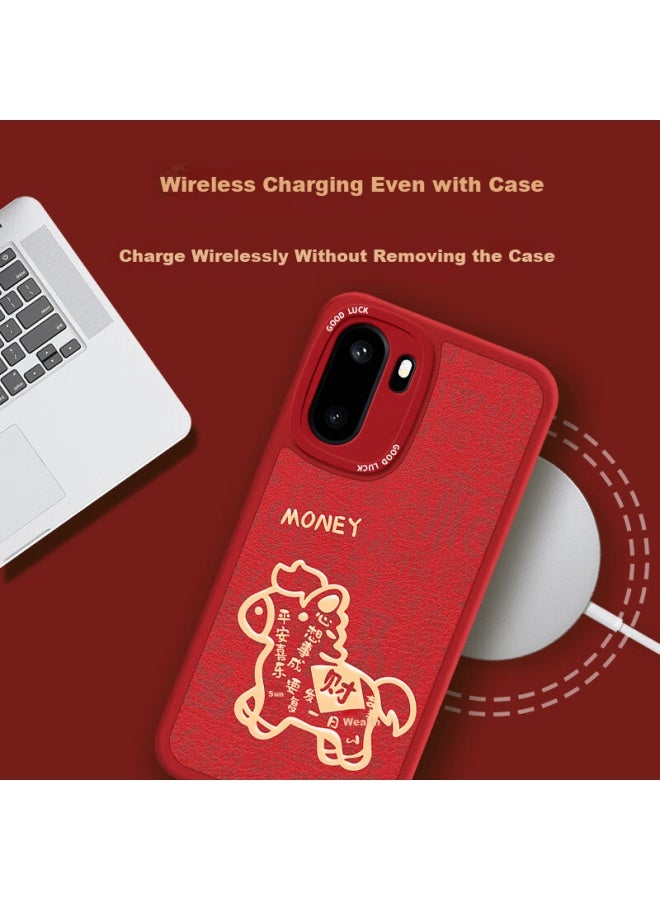 Langling Oneplus Ace6/6t Phone Case Full-cover Lens Protection Style Premium Lambskin Silicone Shockproof Soft Case Hollow Horse Design - Image 2