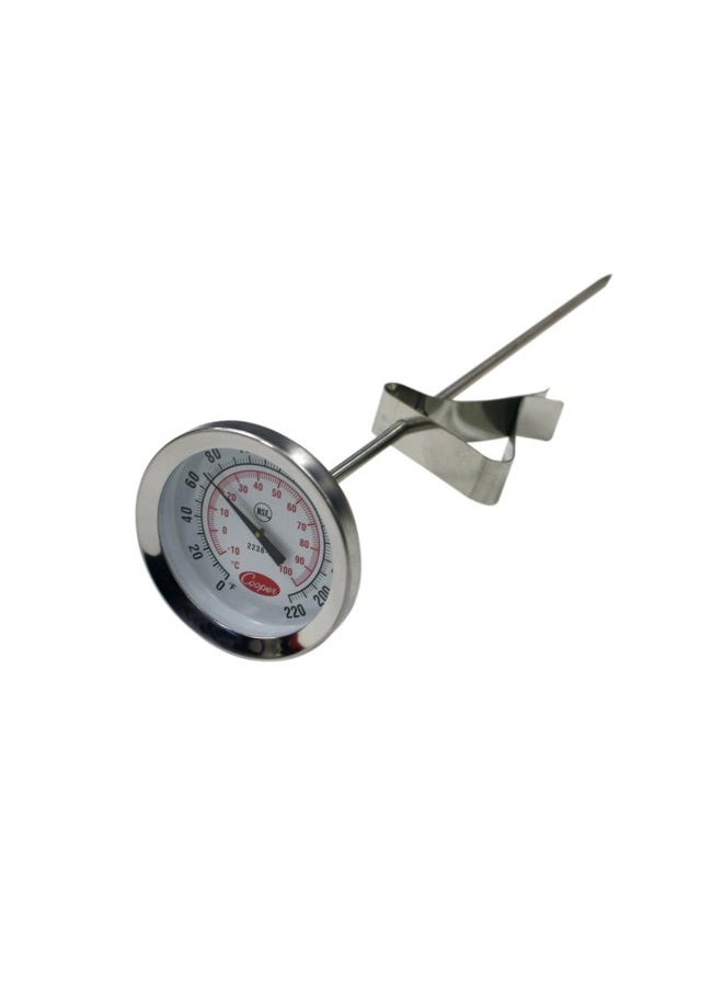 2238-06-3 Stainless Steel Bi-Metal Stem Test Thermometer with Clip Glass Lens, NSF, 0 to 220 degrees F Temperature Range