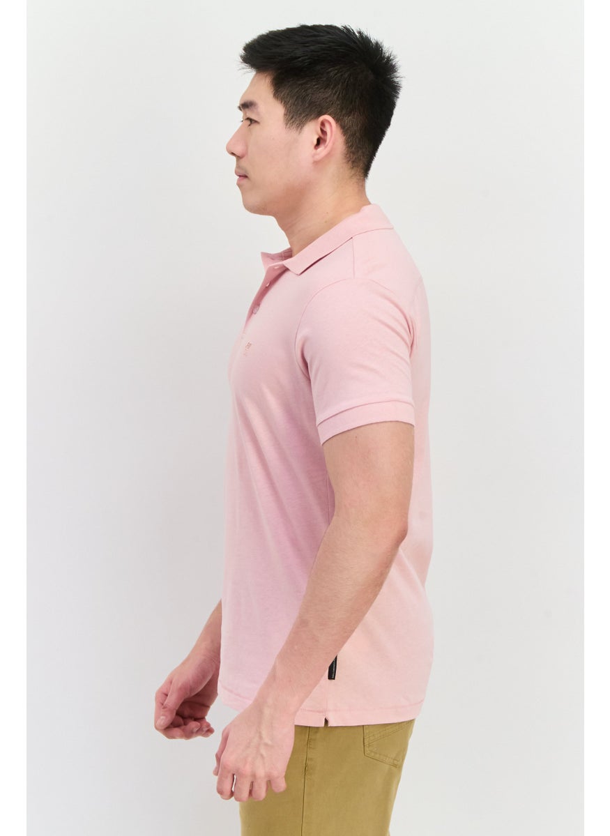 French Connection - Men Regular Fit Short Sleeves Brand Logo Polo Shirt, Pink - Image 1