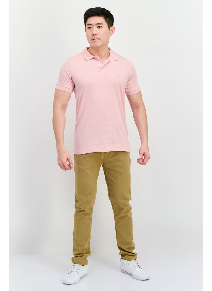 French Connection - Men Regular Fit Short Sleeves Brand Logo Polo Shirt, Pink - Image 1