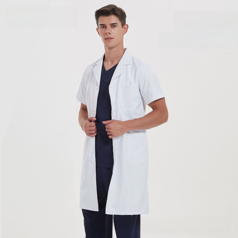Unisex Lab Coats Long Short Sleeves Workwear Men's Short Sleeve/no belt 